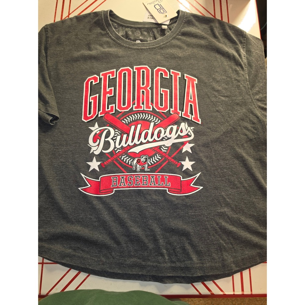 Pressbox Georgia Bulldogs Baseball T-Shirt Womens XL Gray UGA Graphic Tee
